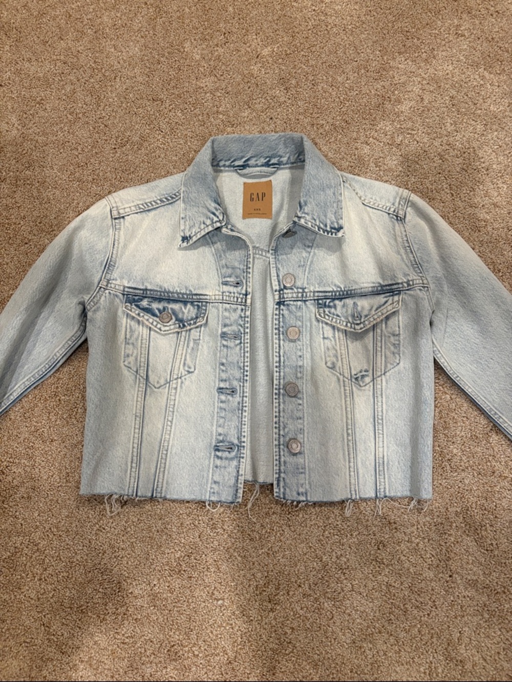 GAP Light Wash Cropped Jean Jacket - Pale Blue